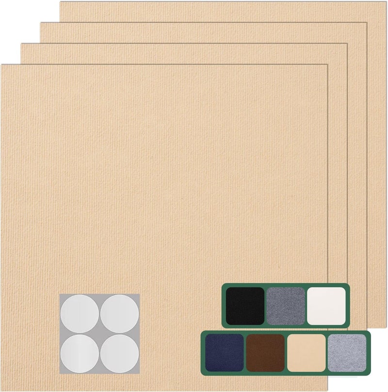 VallisCo Carpet Tile 10 Pack 24” X 24” Self Adhesive Carpet Floor Tiles Anti-Slip Squares Peel and Stick Floor Tilel DIY Installation for Bedroom(Beige Camel) - Image 1